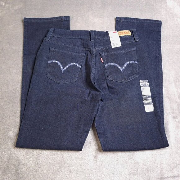 Levis Womens 505 Classic Straight Leg Jeans 8 Dark Wash Mid Rise Stretch - Picture 2 of 8